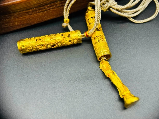 铜合金吊坠 古法八宝随身金佛吊坠diy配件项链高级感
