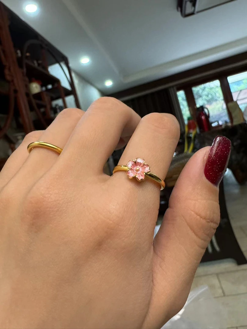 铜合金戒指 粉色樱花时尚首饰