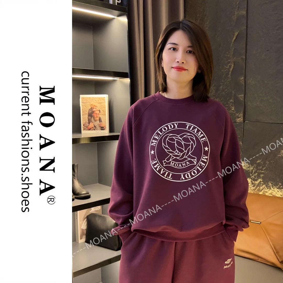 【MOANA】2024冬季加绒韩版卫衣女新款时尚百搭保暖运动休闲女装