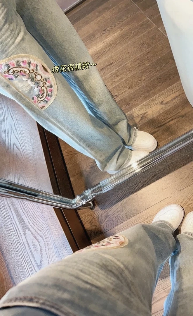 孕妇裤国风牛仔裤怀孕高颜值孕妇裤外穿裤子高腰托腹宽松春夏裤子