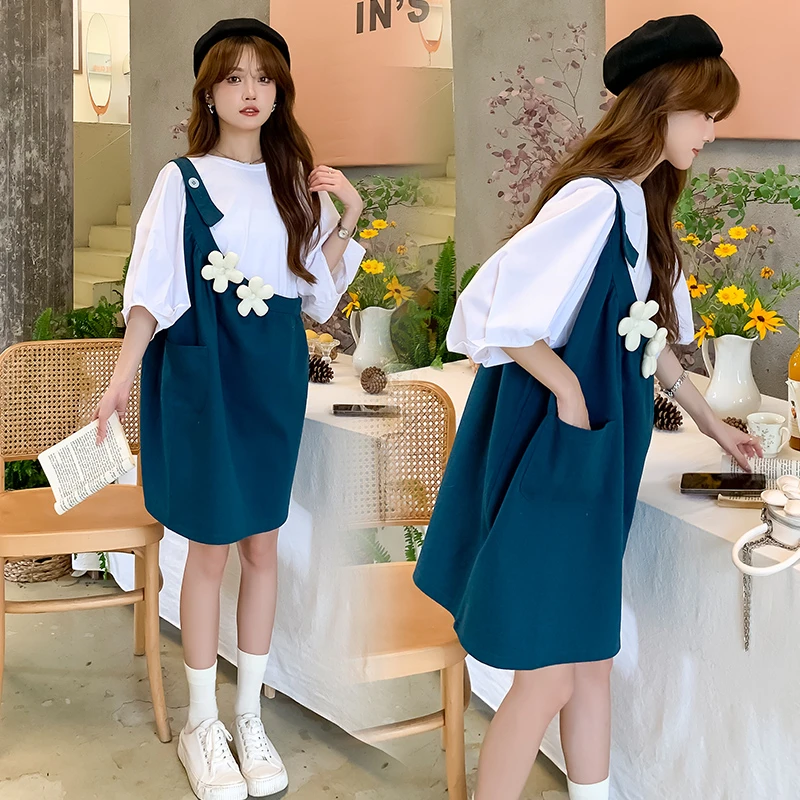 孕妇连衣裙高级感孕妇装网红孕妇裙减龄宽松1米5矮个子孕妇装洋气