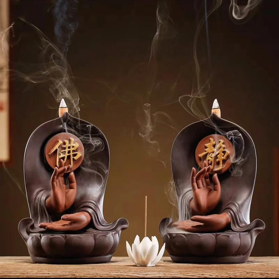 紫砂倒流香佛手茶台玄关博古架摆件