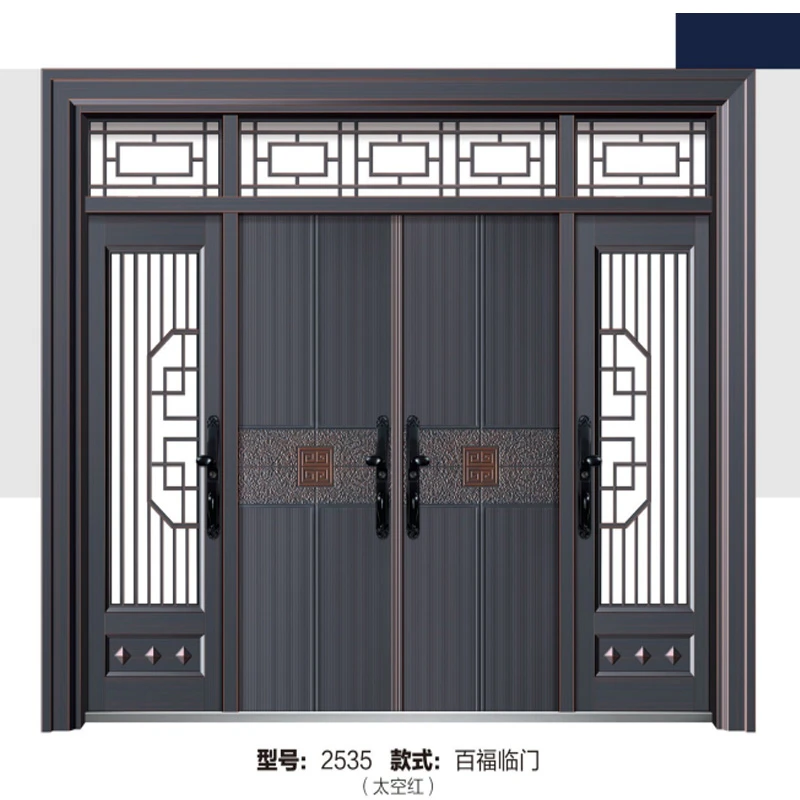 定制锌合金钢化玻璃别墅大门农村自建入户门防盗门2025年新款大门