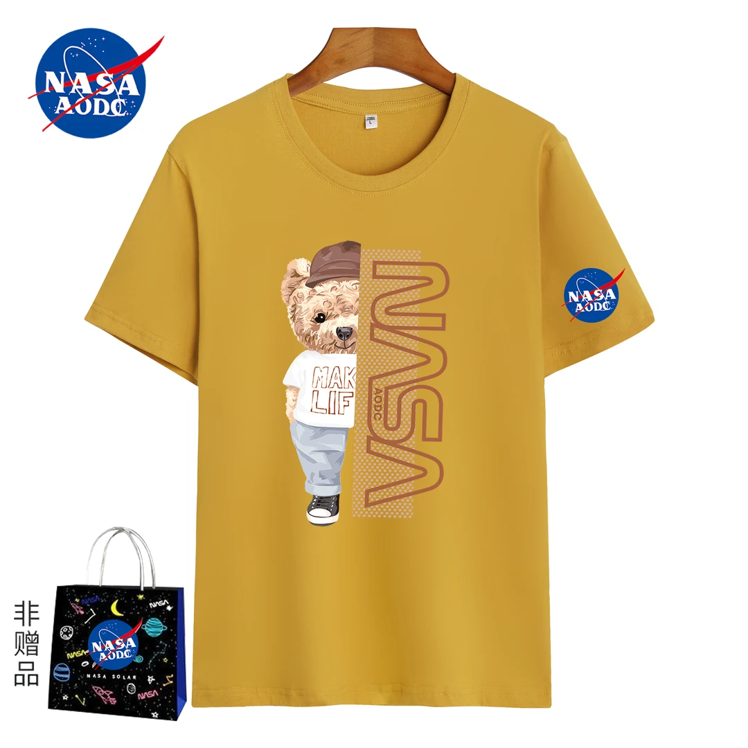 NASA联名2024新款美式重磅200G纯棉夏季t恤宽松潮流大码男士短袖