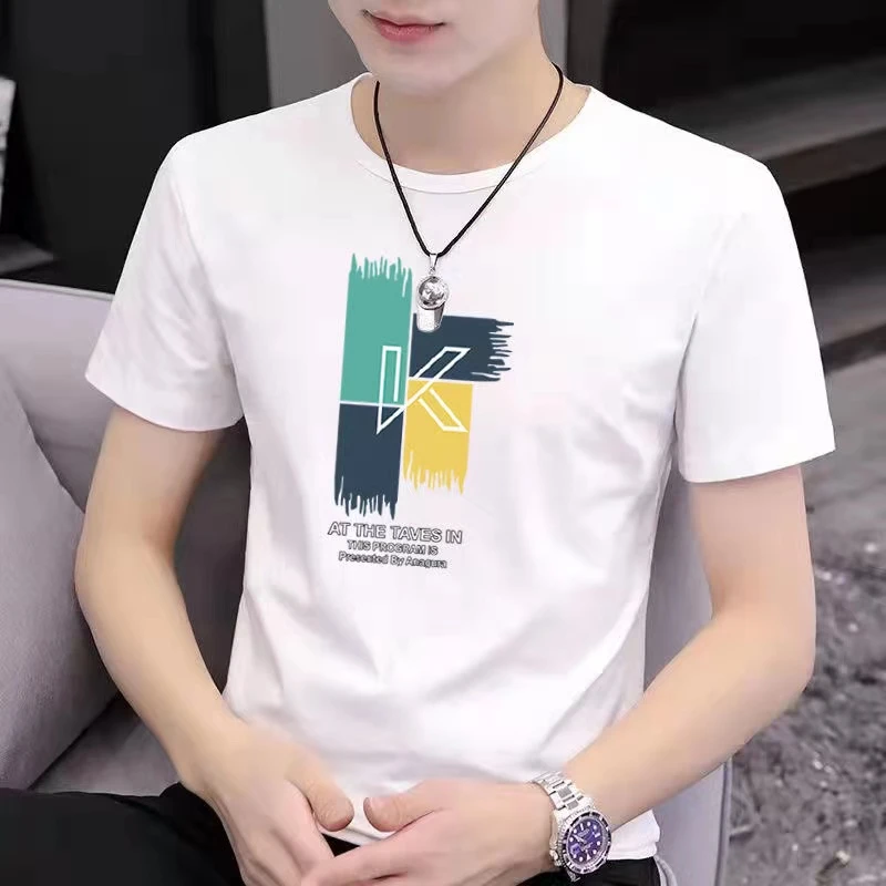 纯棉短袖t恤男士夏季潮流宽松体恤时尚百搭学生圆领上衣