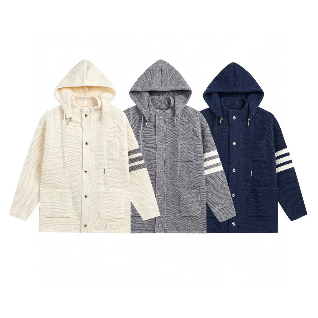 【XIAOLU】高克重可拆卸帽子菠萝纹针织外套