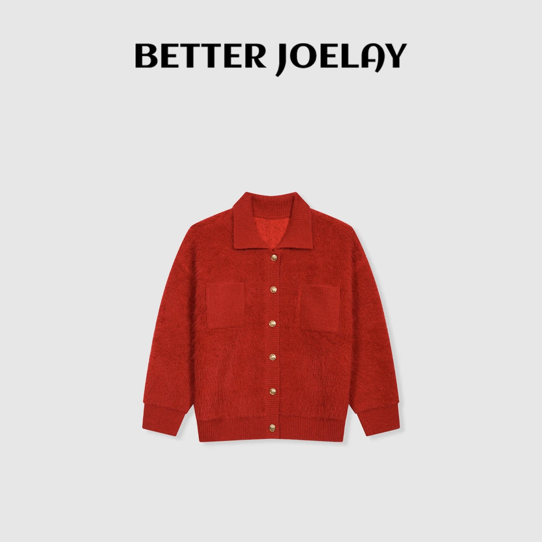 BETTER JOELAY-【热情玫瑰】时尚针织开衫毛衣简约复古百搭LL5511