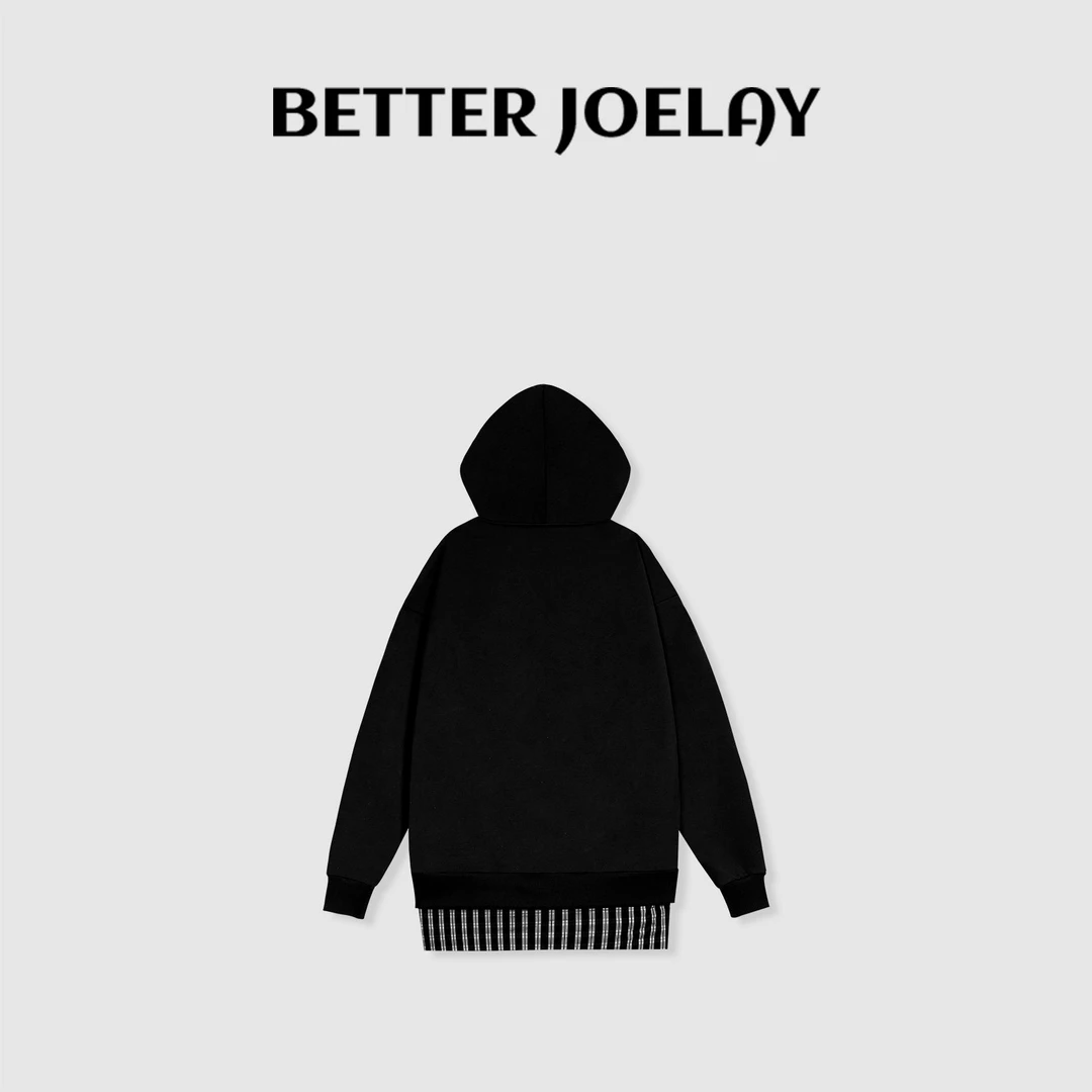 BETTERJOELAY-【拼接回忆录】时尚宽松拼接开衫卫衣舒适潮流HW8502