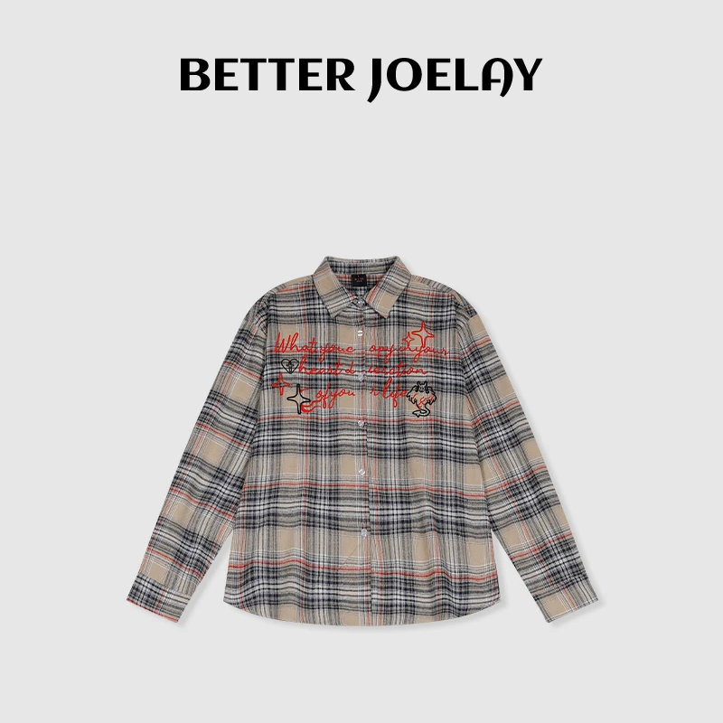 BETTERJOELAY -【格纹小恶魔】衬衫宽松经典时尚长袖休闲百搭WL9250
