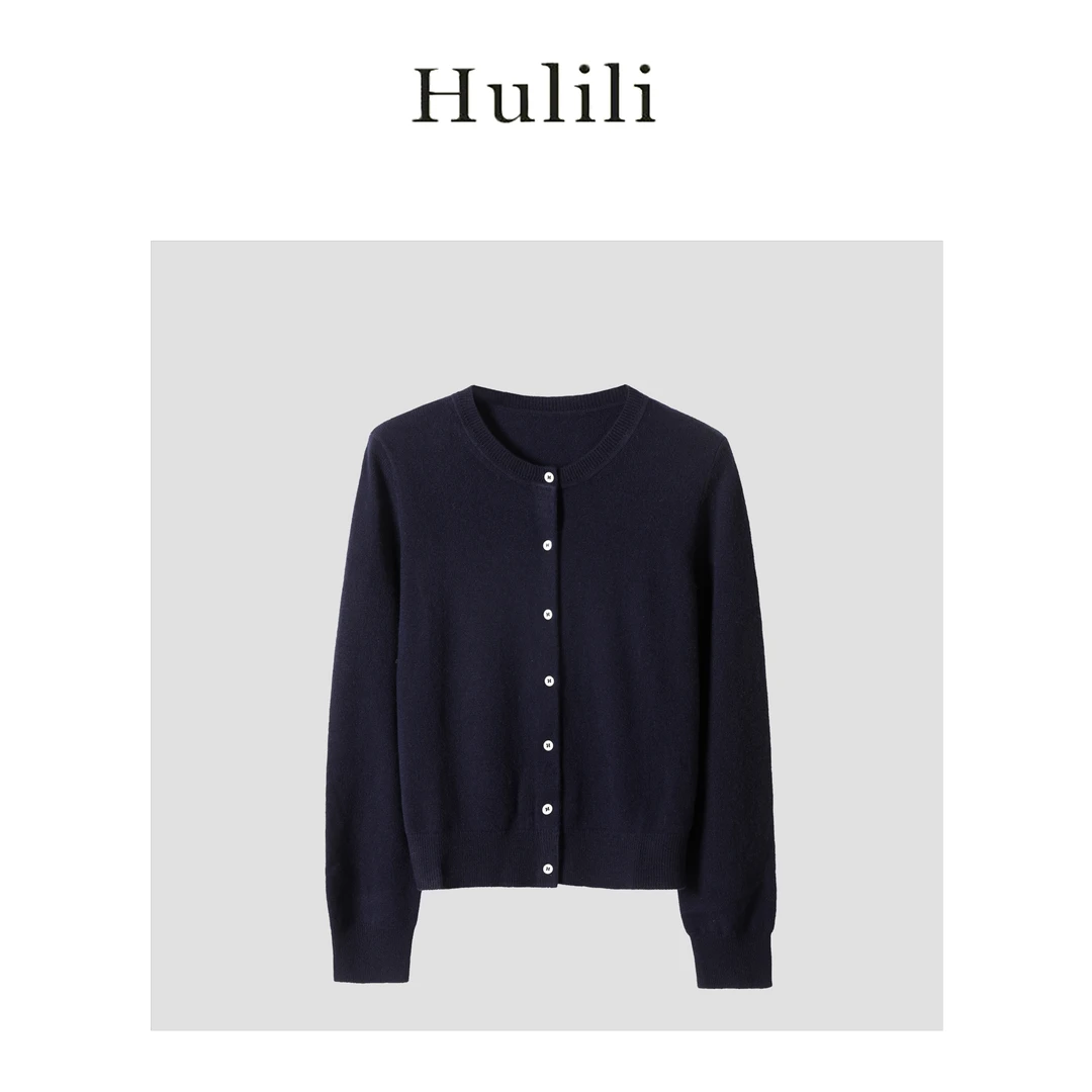 【Li·Li】100羊毛~气质轻奢极简风软糯圆领时尚纽扣针织开衫5753