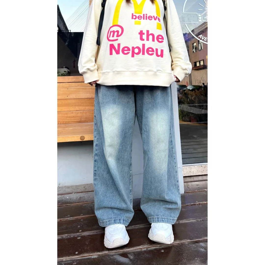 琳妹妹特大码女装  2024秋潮流百搭牛仔裤WLL003