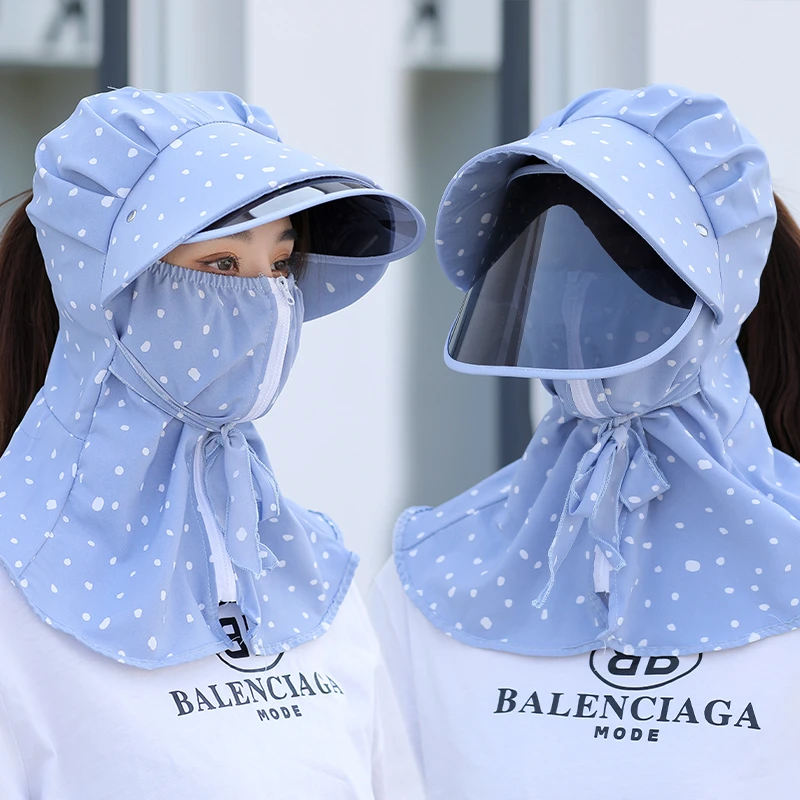 遮阳帽女夏季防紫外线遮全脸防晒面罩干农活骑车大帽檐采茶太阳帽