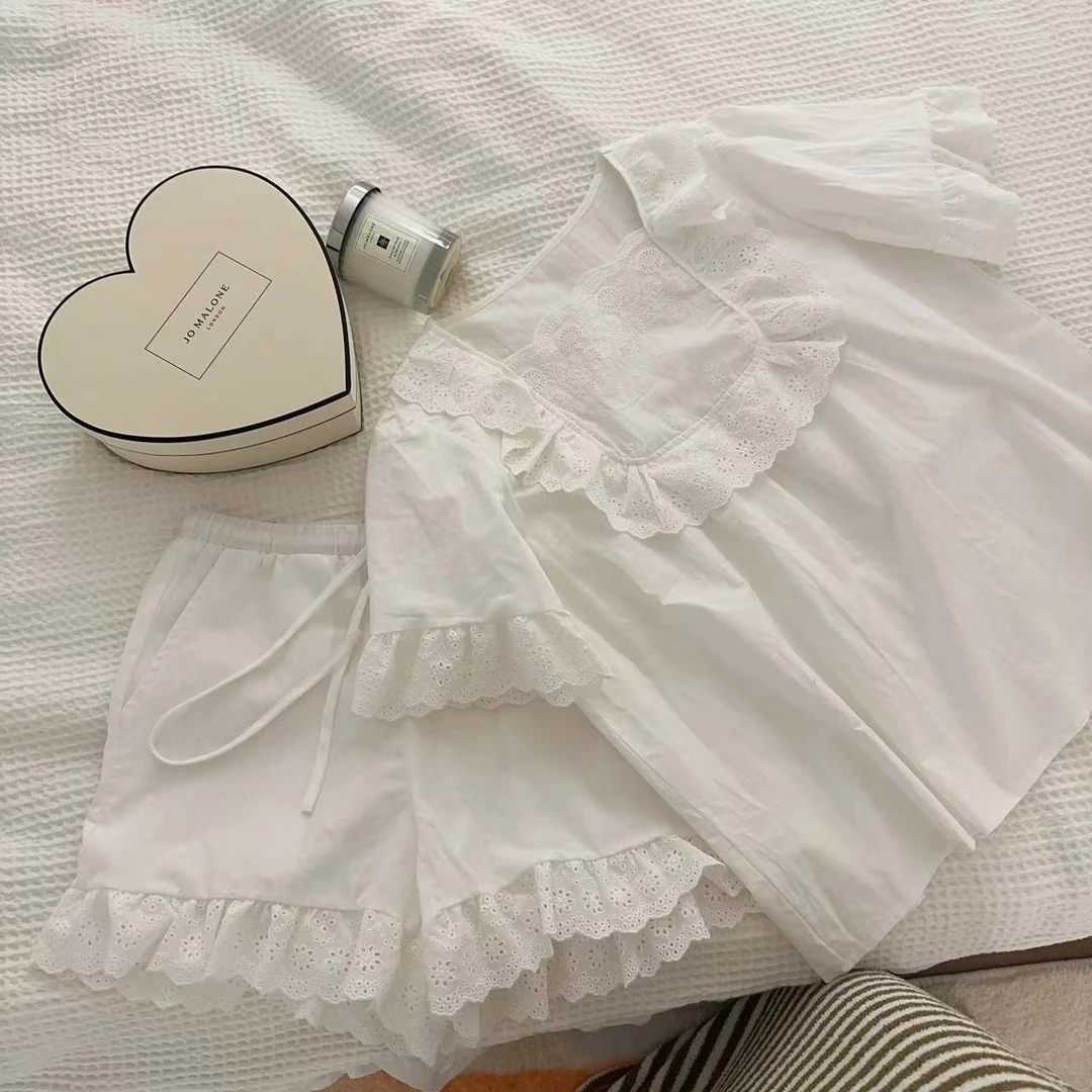 SS23282  夏季短袖刺绣睡衣套装