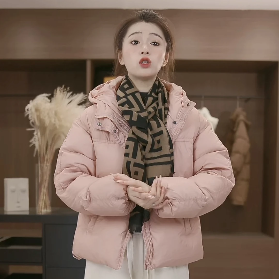ZJ1202羽绒服女短款连帽网红时尚休闲百搭女士加厚保暖冬季