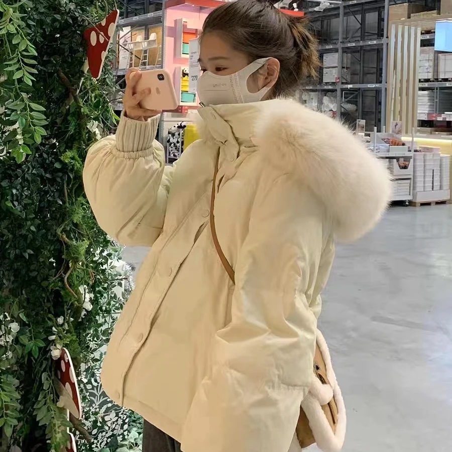 【小叶子的专享】大毛领羽绒服时尚连帽宽松冬季外套  zj1808