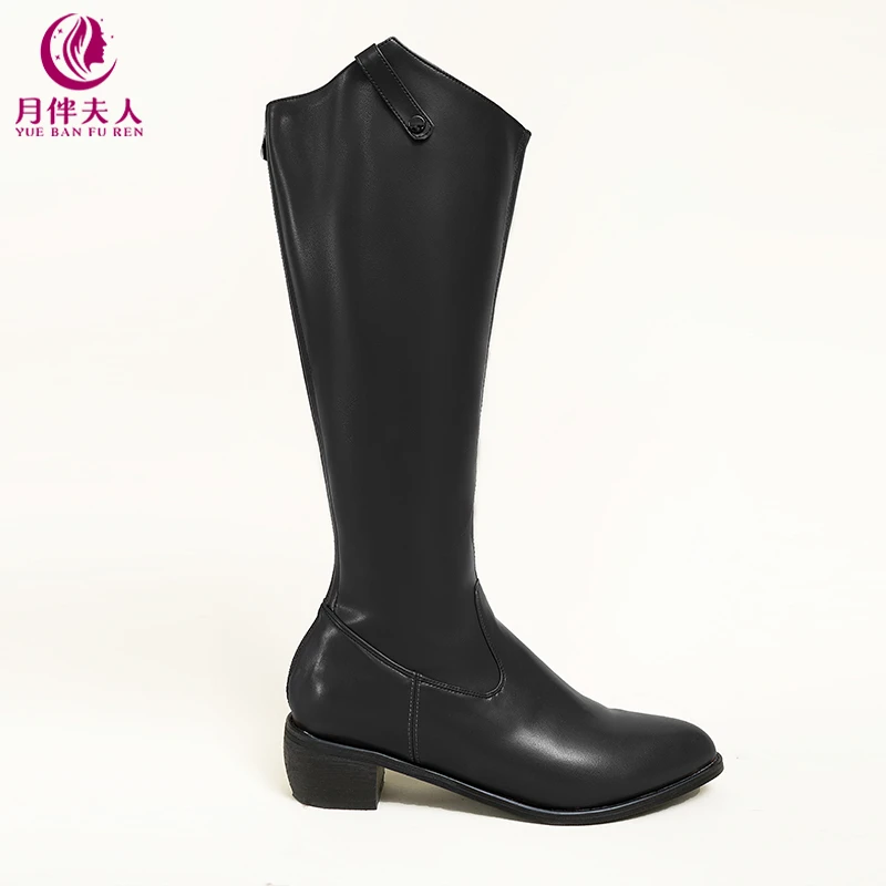 月伴夫人 2024秋新款大码时尚百搭舒适长筒靴(加宽加大版)XZ024