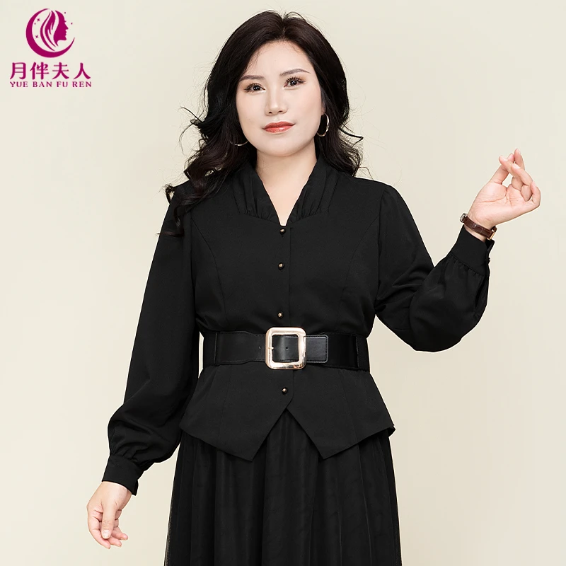 月伴夫人 2024秋季新款大码法式设计感气质显瘦衬衫衬衣3193