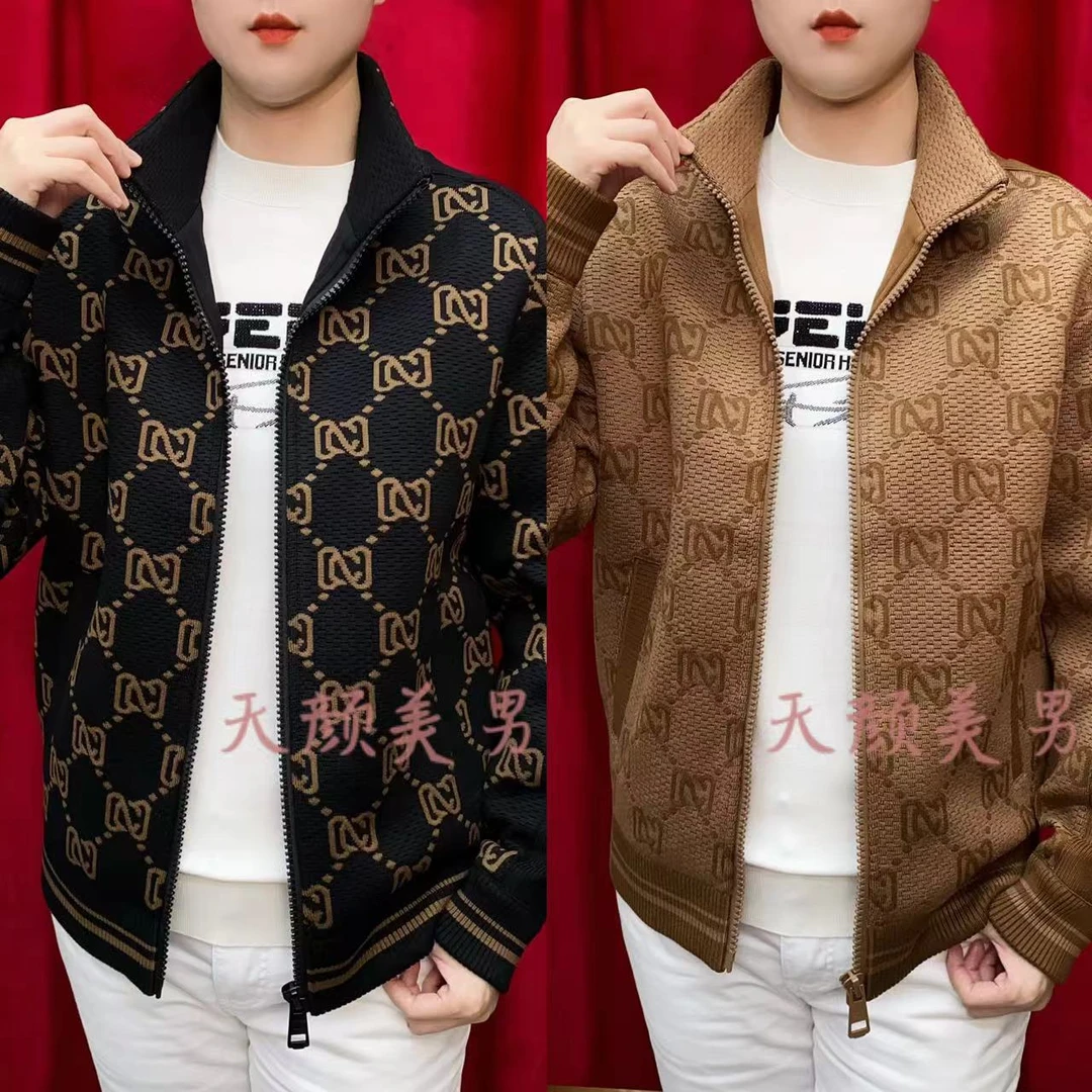 2024秋季男新品时尚拉链立领针织立领夹克个性男装夹克86065