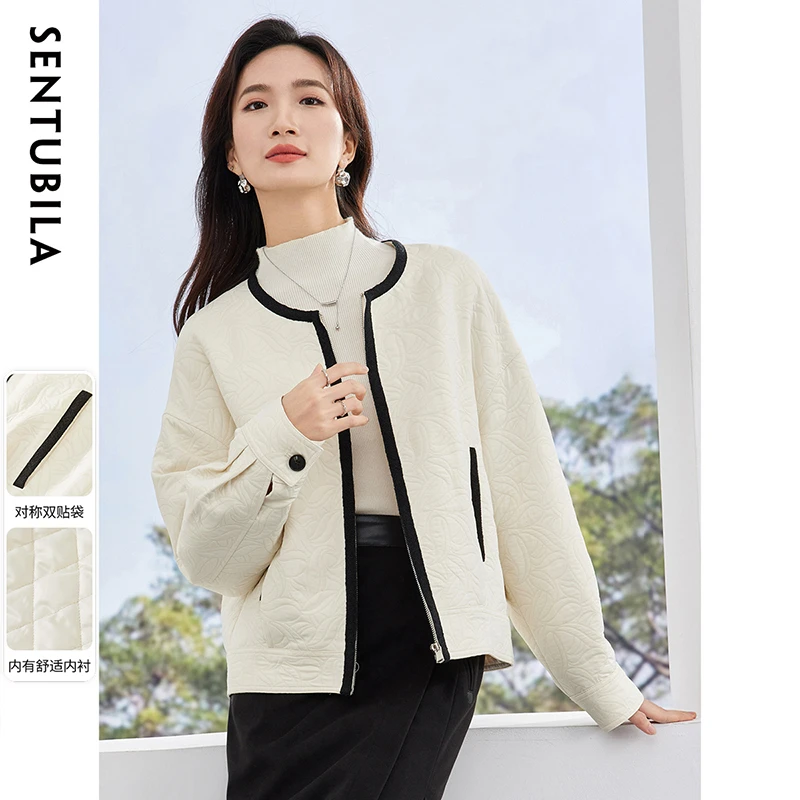 尚都比拉|时尚优雅冷淡系短款圆领落肩小个子洋气外套-52465-KA