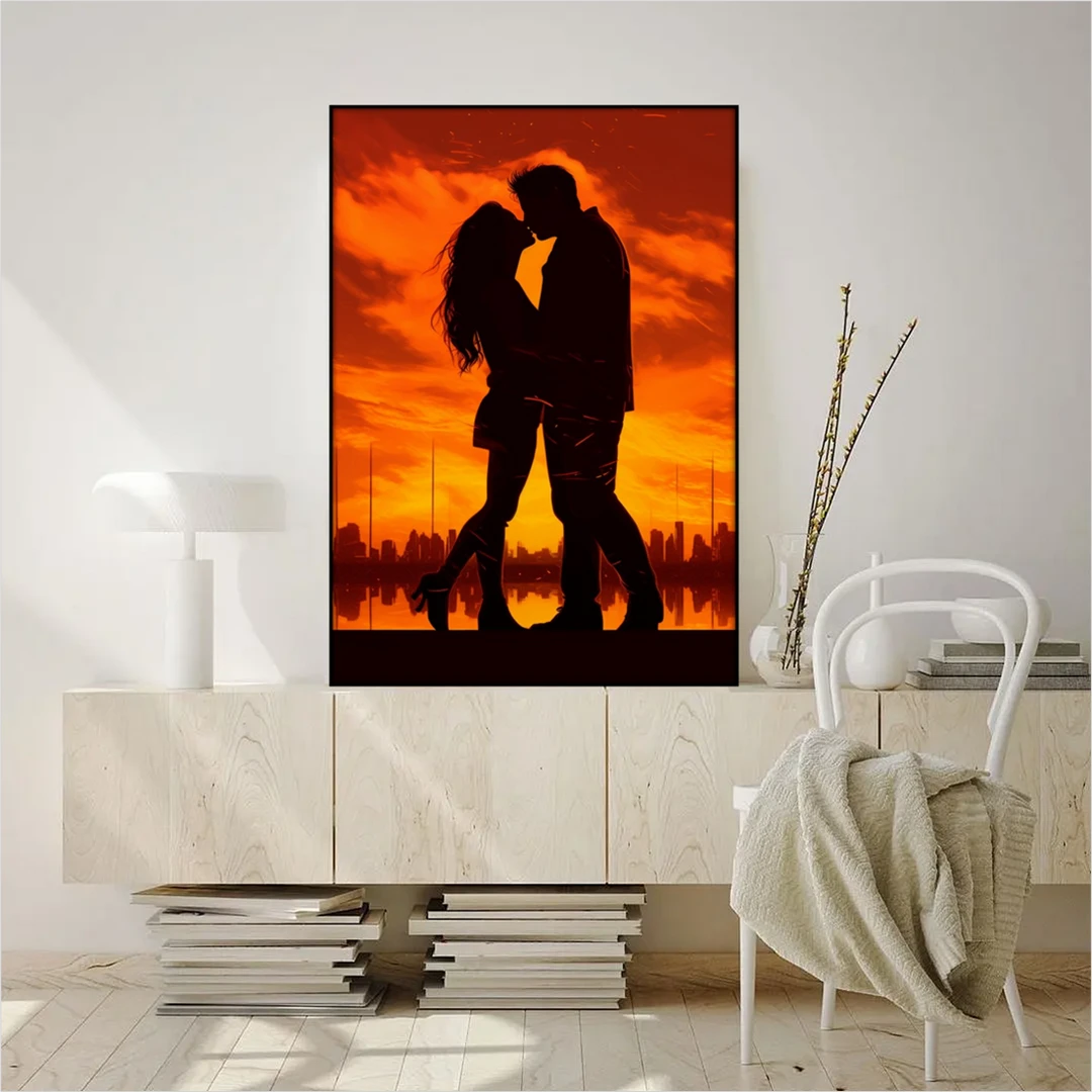 情侣高颜值diy数字油画手绘填色解压高级房间挂墙装饰油彩画