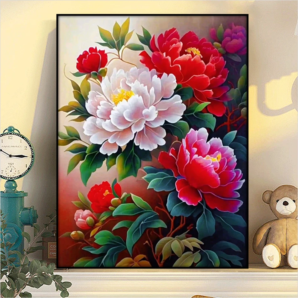 高颜值花卉画中之王牡丹花diy数字油画手工填色房间客厅油彩画