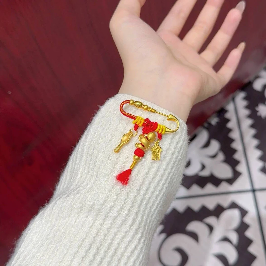 瑞诺黄金孕妇别针足金999挂件摆件压惊婴儿宝宝满月送孕妈妈礼物