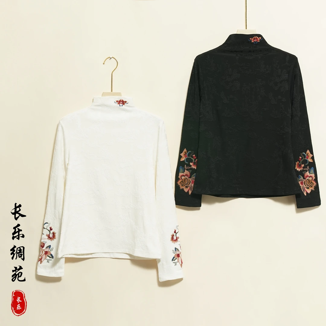 【长乐绸苑】新中式时尚气质印花小衫（H234）
