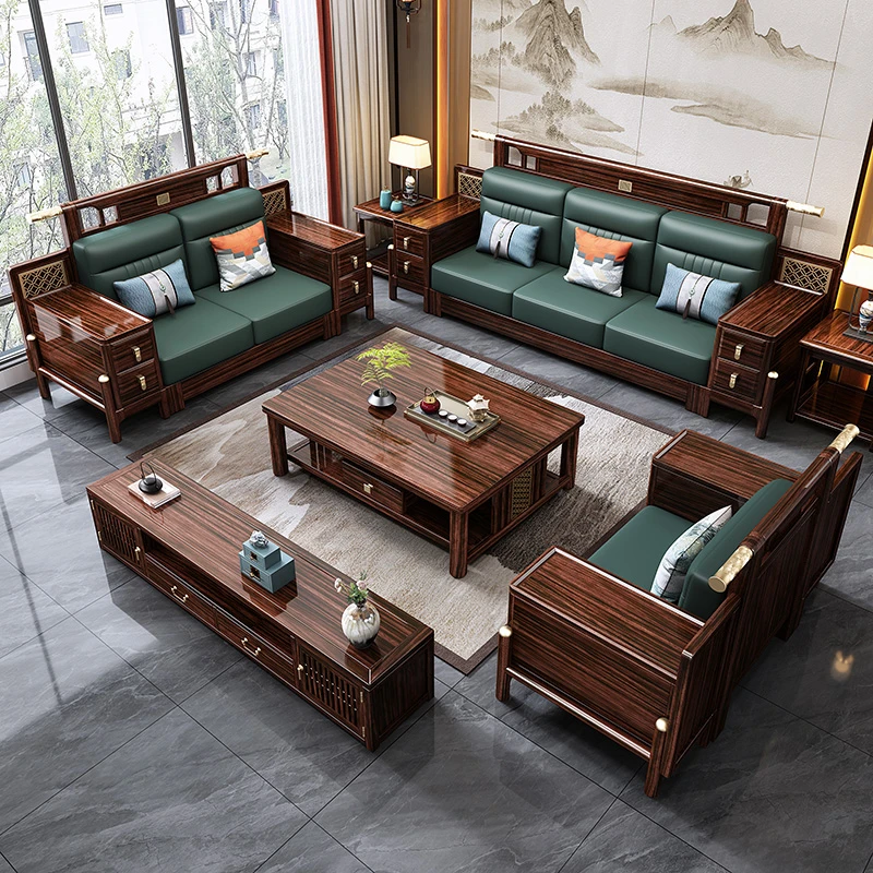 工厂直销乌金木实木组合高端轻奢大新中式沙发实木