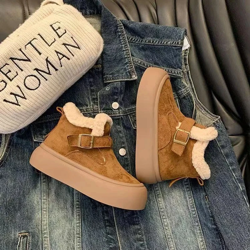 (海港城专属） 时尚厚底雪地靴女加绒保暖勃肯鞋秋冬百搭棉鞋