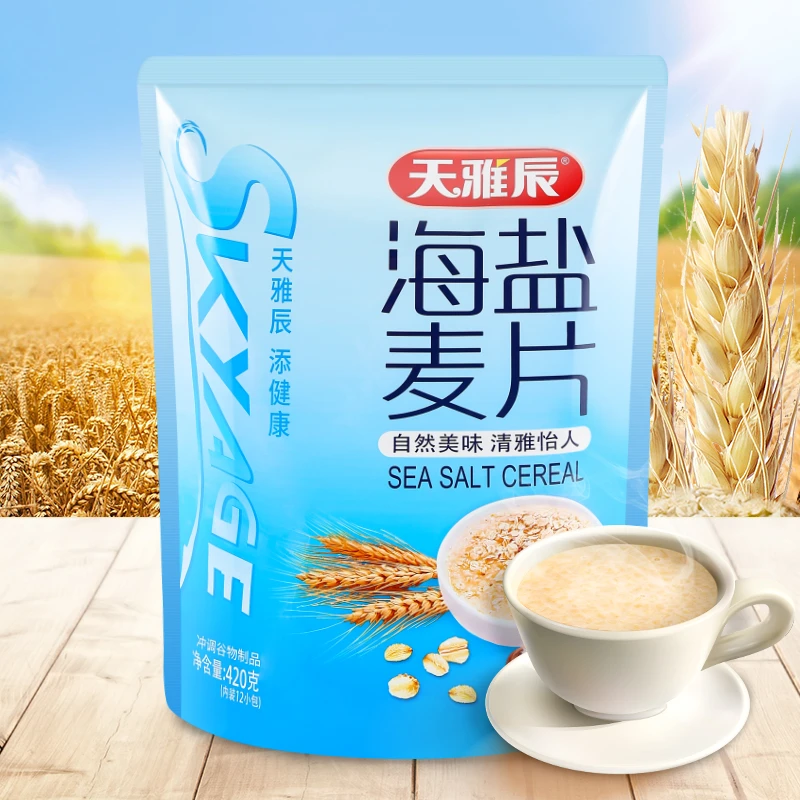 天雅辰 【海盐代餐】咸味麦片420g12小包免煮即冲即饮