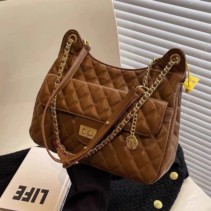 小香风时尚百搭女士单肩菱格单肩包H025