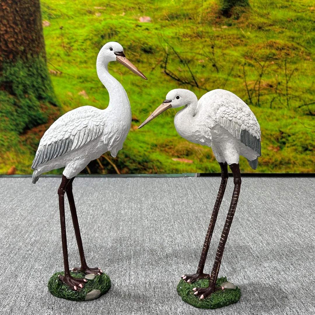 仿真动物摆件白鹭仙鹤水池花园摆件假山鱼池户外庭院花园庭院摆件