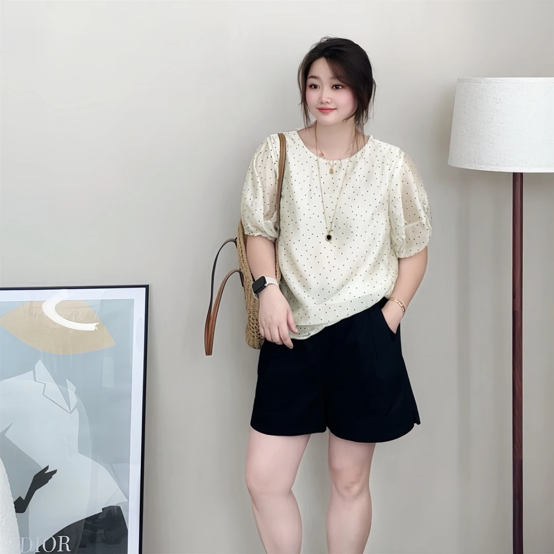【女王洛克】韩版小众设计波点蕾丝气质显瘦衬衣宽松衬衫女LK8506