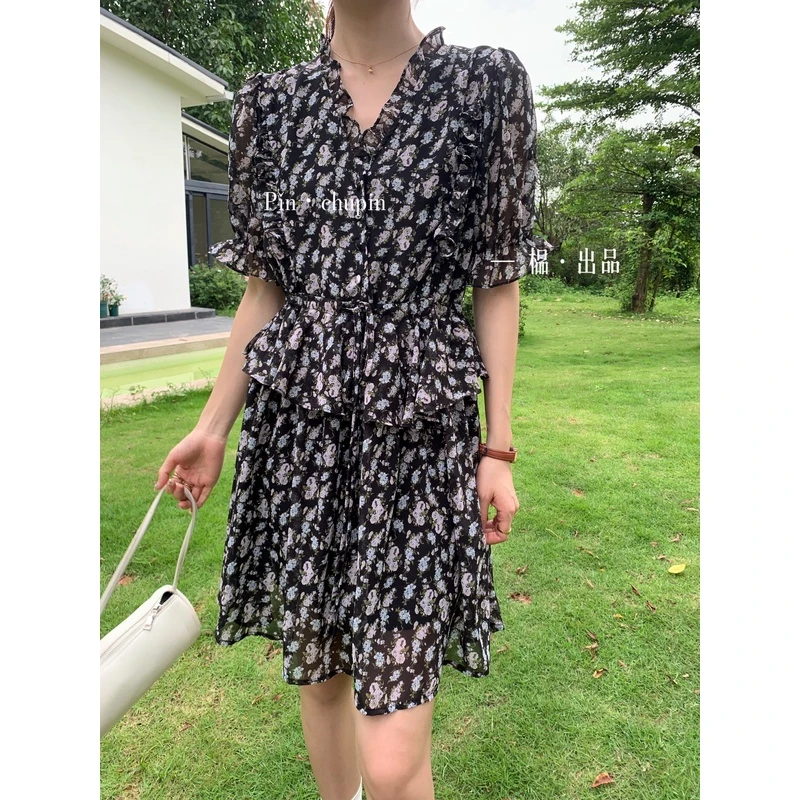 【榀家】｛季候风｝小个子法式ins风定制小众色系气质显瘦百搭碎花裙