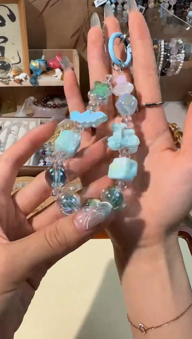 【闪购商品】水晶手绳未镶嵌蓝色手机挂