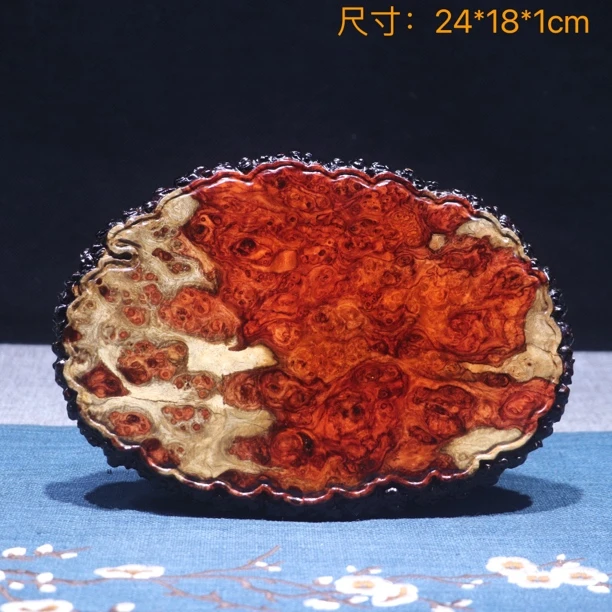 缅甸花梨干泡台双色茶盘瘿木瘤疤手工雕刻茶具茶道壶承杯垫托盘