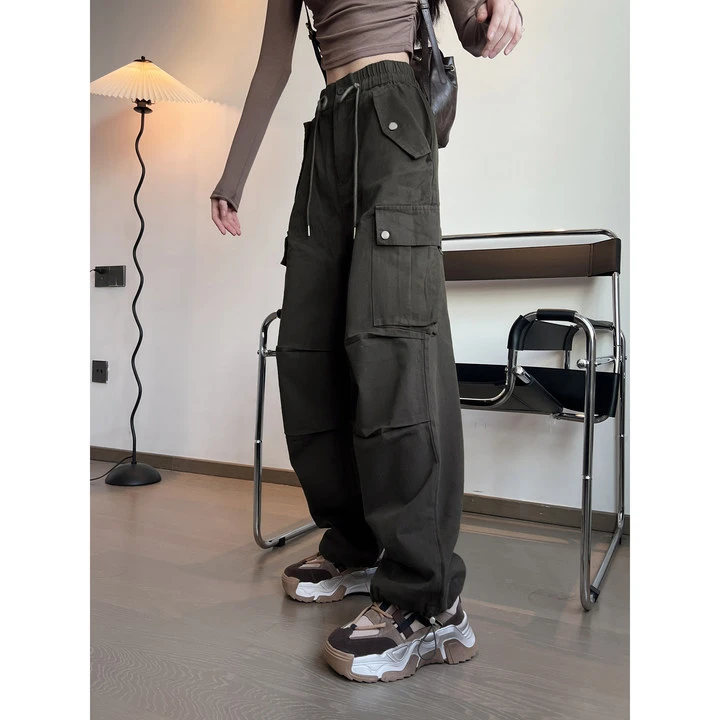 9833#【秋冬】美式工装裤2024宽松登山裤l休闲百搭阔腿运动裤子