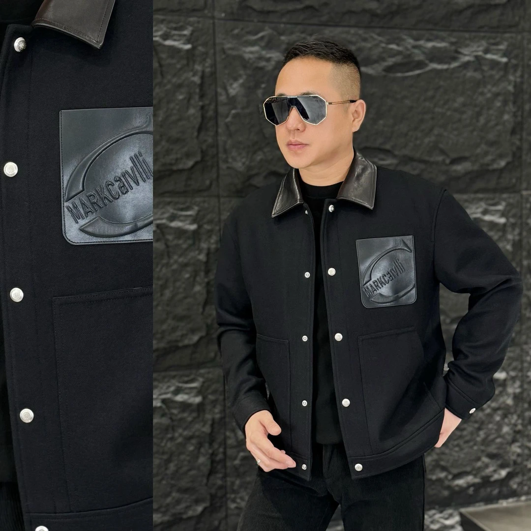 孙先生｜马克卡沃利｜高奢款男士羊毛混纺配绵羊皮短款夹克外套0016