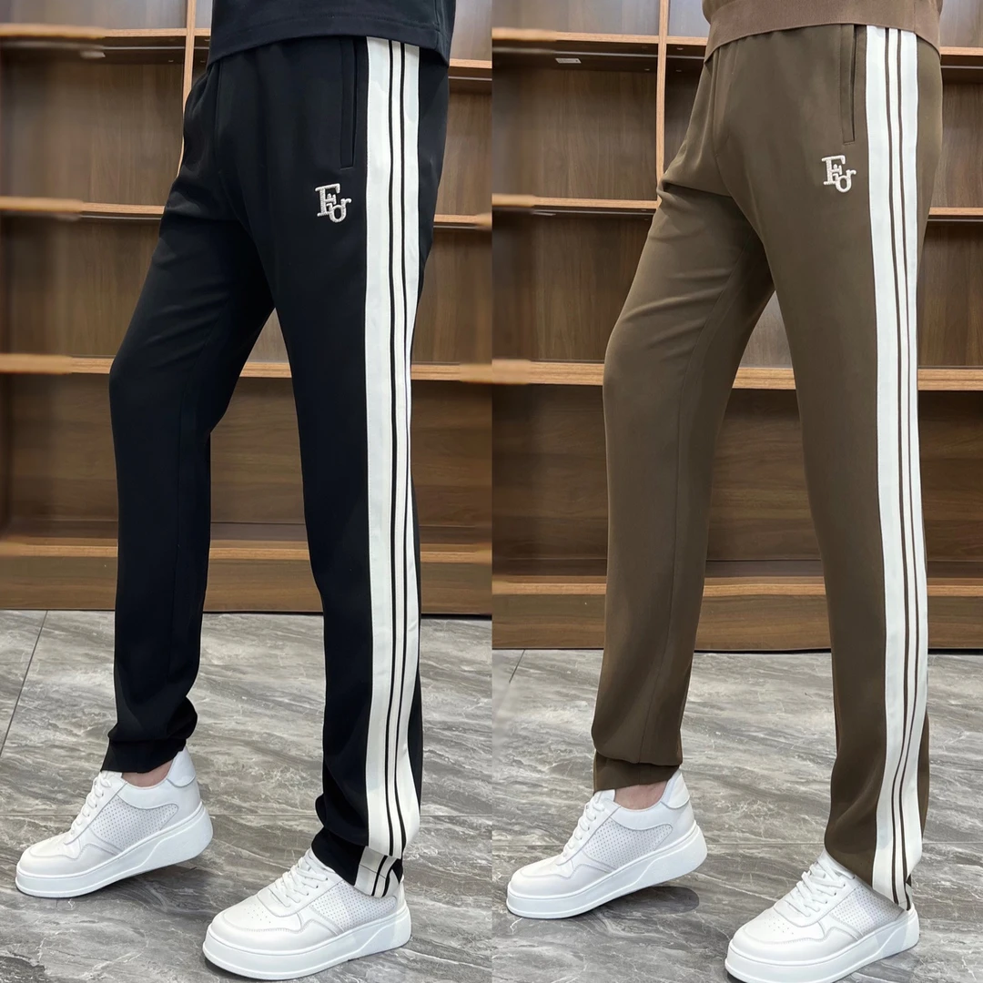 28036孙先生时尚男装直筒休闲裤男士流行款侧白条醋酸百搭休闲裤