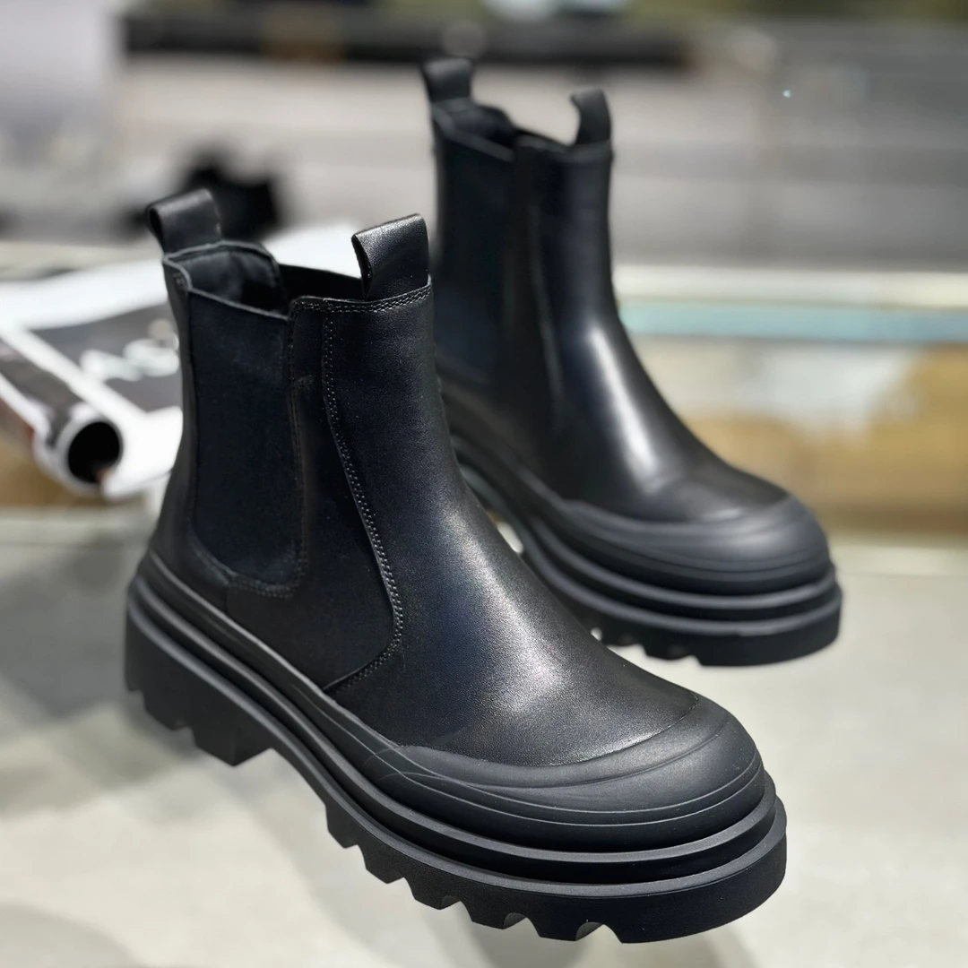 1816孙先生欧货男装男鞋冬季新款大头短靴加绒