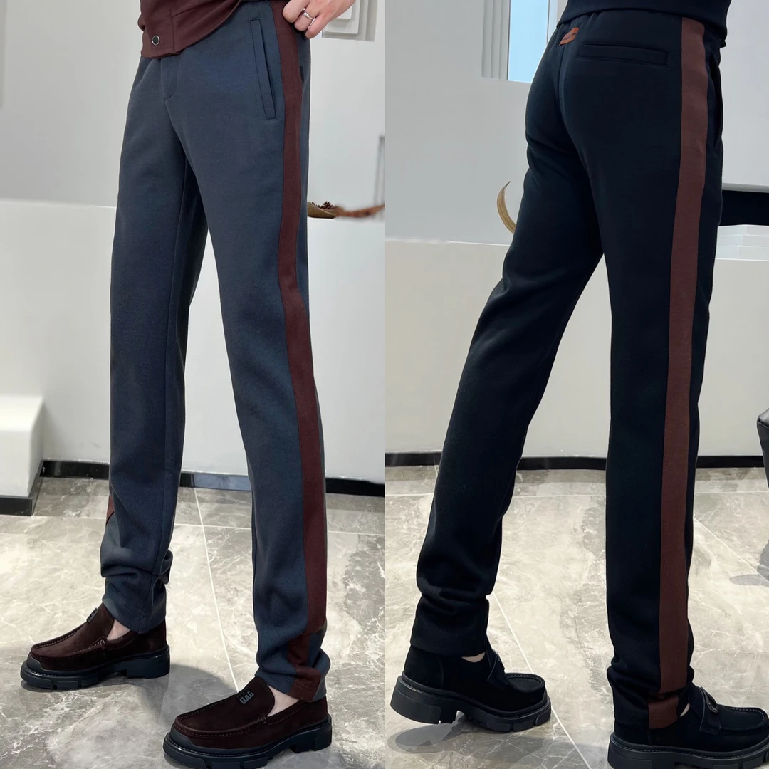 6818孙先生欧货男装时尚款休闲裤侧条羊毛直筒裤不退换