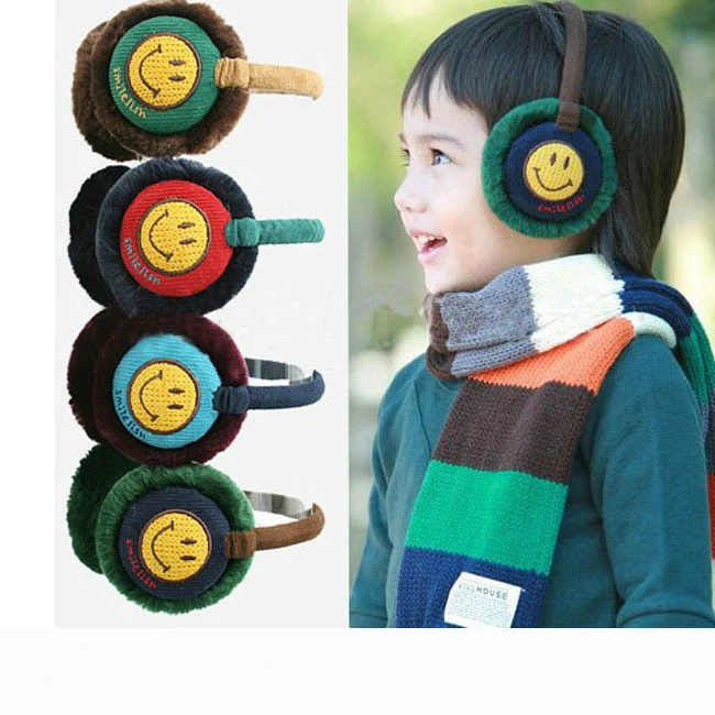 儿童护耳罩 冬天儿童耳套男女学生宝宝保暖孩子耳捂耳暖笑脸耳包
