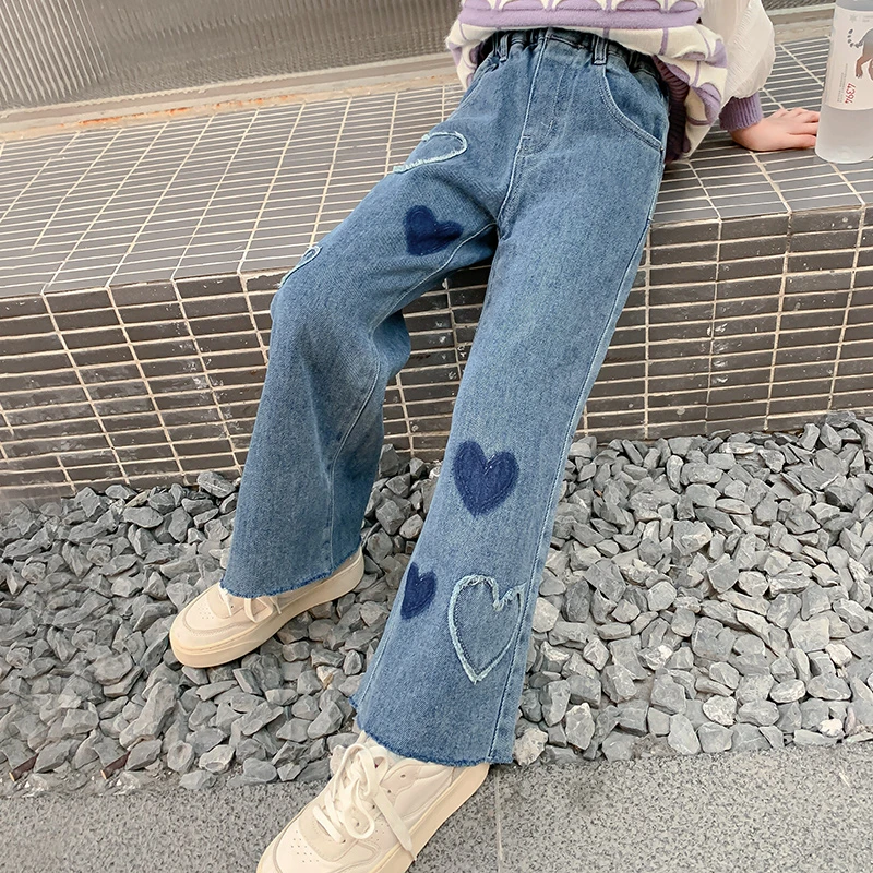 女童裤子春秋款2023新款休闲裤儿童牛仔裤秋装宽松长裤3QJ4KZ7249