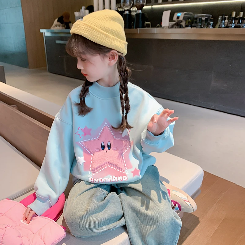 女童卫衣加绒冬装2023新款洋气儿童冬款冬季加厚上衣3DJ13WY7865