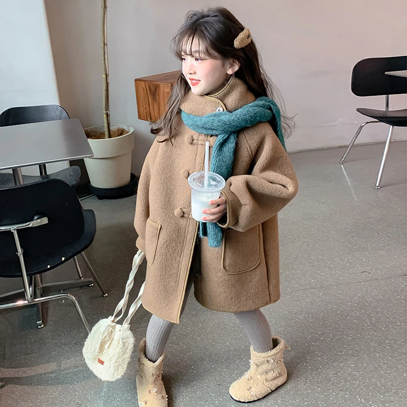 女童加绒外套秋冬款2023新款洋气冬装加厚连帽上衣潮3DJ12WT7826