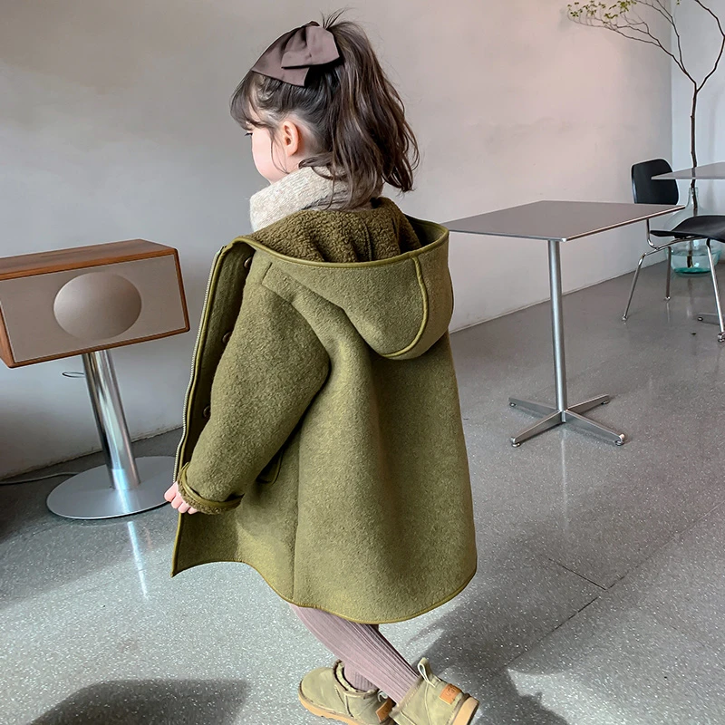 女童冬装加绒外套2023新款洋气秋冬款加厚中长款上衣潮3DJ8WT7691