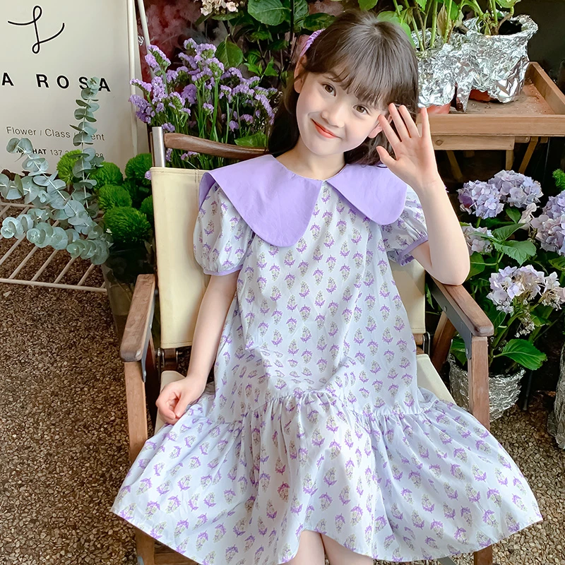 【森系调色板】女童连衣裙夏装2024新款夏季泡泡袖公主裙8376