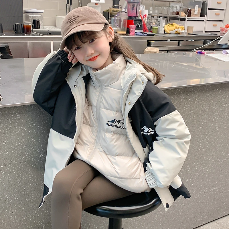 女童羽绒内胆三合一冲锋衣冬装2023新款洋气90白鸭绒3DJ11YR7794