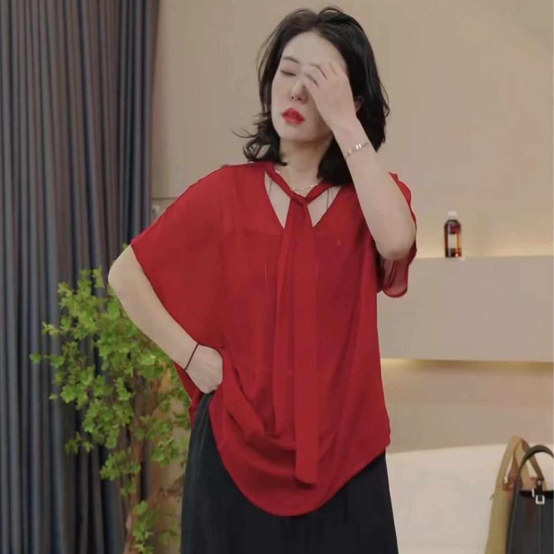 【洺姐尚品】2380新款前后两穿洋气夏季短袖上衣
