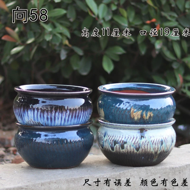 向58-多肉紫砂粗陶花盆粗陶绿植盆陶瓷盆老桩透气陶罐乌木盆